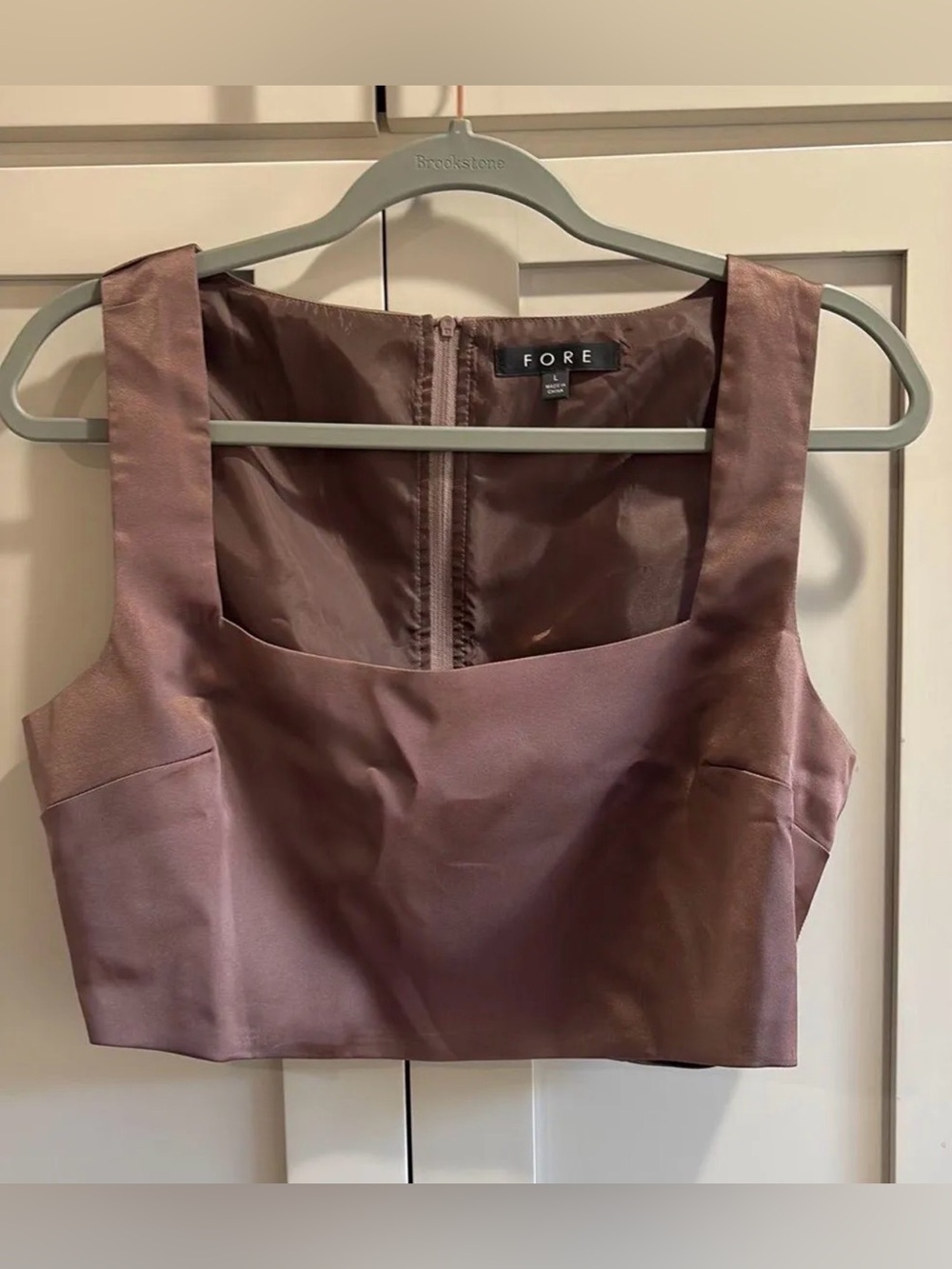 FORE Square-Neck Structured Crop Top in Mauve
